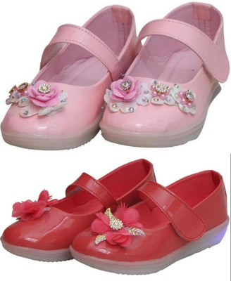 New Collection Girls Velcro Flats(Pink , 6.5-7Years)