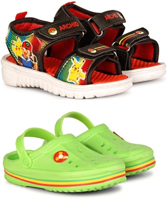 ARCHID Boys & Girls Velcro Clogs(Green , 3-3.5)