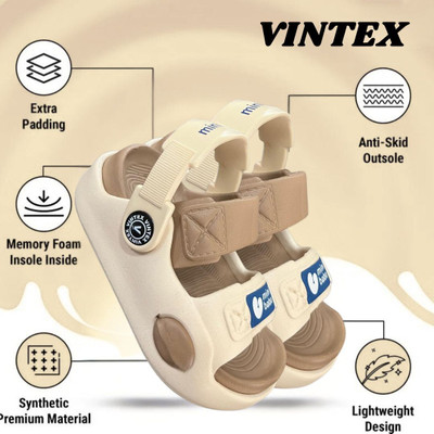 Vintex Boys & Girls Strap Flats(Brown , 8-9 Years)