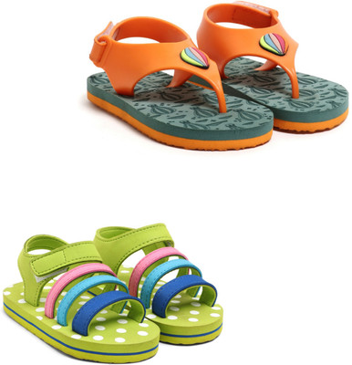 TOMSY CHOICE Boys & Girls Velcro T-bar Sandals(Orange , 3-3.5 Years)