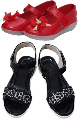 New Collection Girls Velcro Flats(Red , 9 - 12 Months)