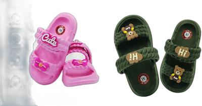plushwalk Boys & Girls Slip-on Clogs(Dark Green , 3.5 to 4.0 Years)