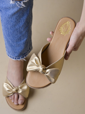 SHOETOPIA Girls Slip-on Flats(Gold , 9-10 Year)