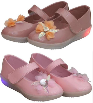 New Collection Girls Velcro Flats(Brown , 3.5-4Years)