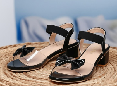 Tecotoes Girls Sling Back Heels(Black , 10-11 Year)