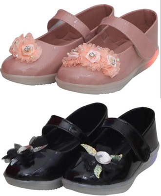 New Collection Girls Velcro Flats(Green , 7-7.5Years)