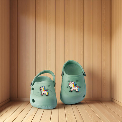 FASMANIA Boys & Girls Sling Back Clogs(Green , 2.5-3 YEARS)