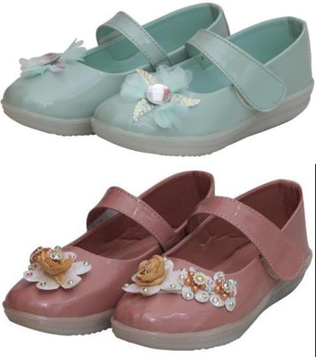 New Collection Girls Velcro Flats(Green , 5-5.5Years)