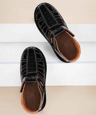 rotation Boys & Girls Velcro Strappy Sandals(Black , 9-12 MONTHS)