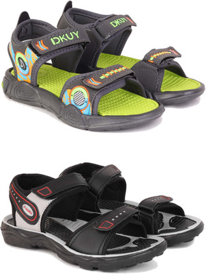 PENNEN Boys & Girls Velcro Sports Sandals(Grey , 9-10 Years)