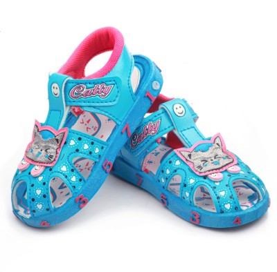 LEVOT Boys & Girls Velcro Strappy Sandals(Light Blue , 15-18 Months)