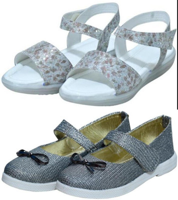 New Collection Girls Velcro Flats(Multicolor , 3-3.5Years)