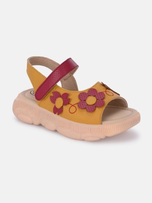 FaDey Girls Velcro Flats(Maroon , 4-4.5 Years)