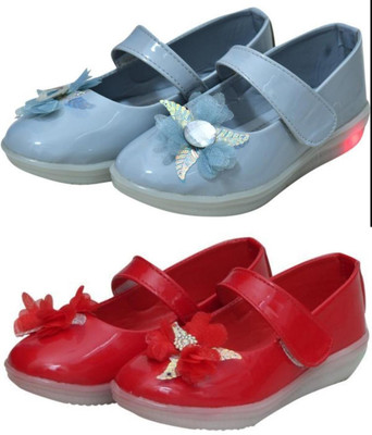 New Collection Girls Velcro Flats(Multicolor , 9-10 Years)