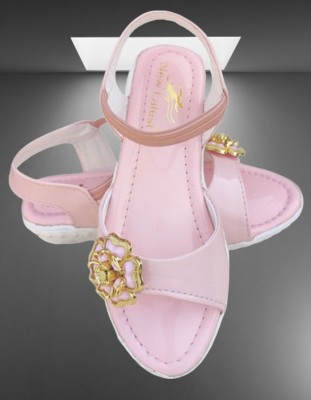 New latest Girls Buckle Toe Ring Sandals(Pink , 3.5-4 year)