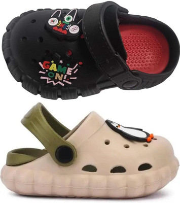 FEETPER Boys & Girls Slip-on Sports Sandals(Black , 6-12 Months)