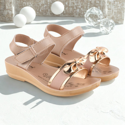 SUPERMET Barbie Girls Strap Wedges(Gold , 4 - 4.5 years)