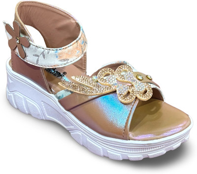 RJ FOOTWEAR Girls Velcro Strappy Sandals(Pink , 9-9.5)