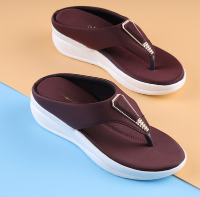 K' Footlance Girls Slip-on Heels(Brown , 10.5 TO 11 YEAR)