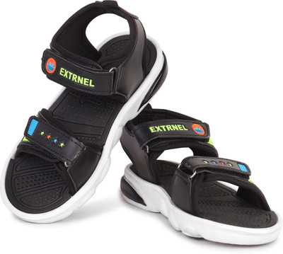 DRACKFOOT Boys & Girls Velcro Sports Sandals(Black , 11-12 Years)