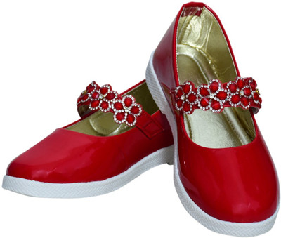 Ideal COLLECTION Girls Velcro Flats(Red , 4 Years)