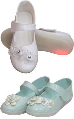 New Collection Girls Velcro Flats(Green , 6-6.5years)