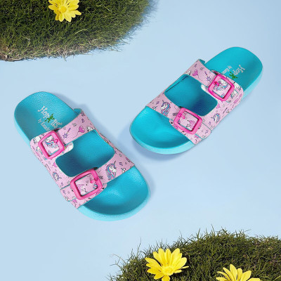 KazarMax Girls Buckle Flats(Blue , 4-4.5Y)