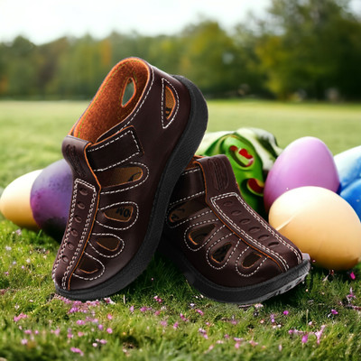 rotation Boys & Girls Velcro Strappy Sandals(Brown , 3.5-4 YEARS)
