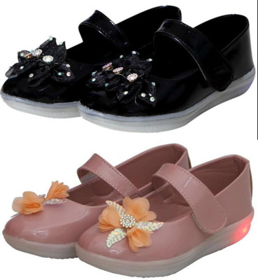 New Collection Girls Velcro Flats(Green , 5-5.5Years)