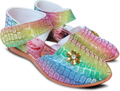 TrendStation Girls Velcro Strappy Sandals(Multicolor , 4.5-5 Years)