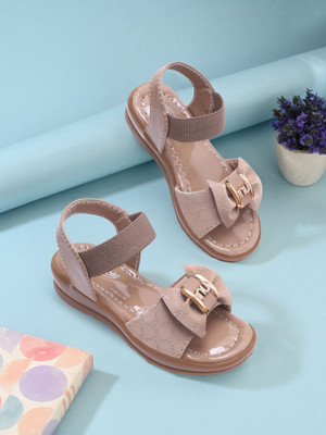 meevok Girls Velcro Strappy Sandals(Beige , 2.5-3 YEARS)
