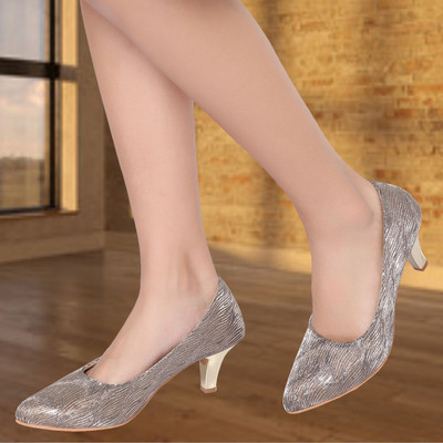action Girls Slip-on Heels(Silver , 11 - 12 Years)