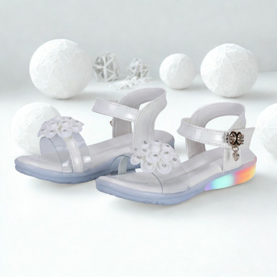 GLORIACE Barbie Girls Strap Wedges(White , 6.5 - 7 years)