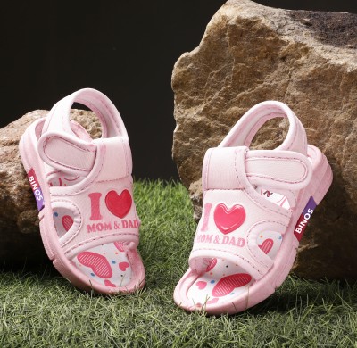 BINOS Boys & Girls Velcro Sports Sandals(Pink , 18-24 Months)