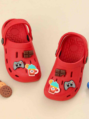 Yellow Bee Boys Sling Back Clogs(Red , 4.5-5 Years)