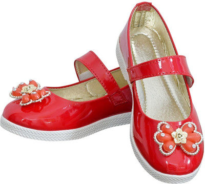 New Collection Disney Princess Girls Velcro Ballerinas(Red, 5-5.5 Years)