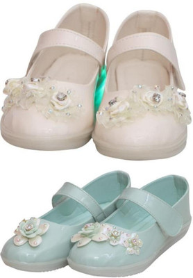 New Collection Girls Velcro Flats(Green , 6-6.5years)