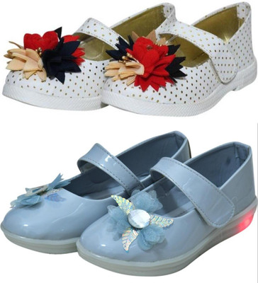 New Collection Girls Velcro Flats(Multicolor , 3-3.5Years)