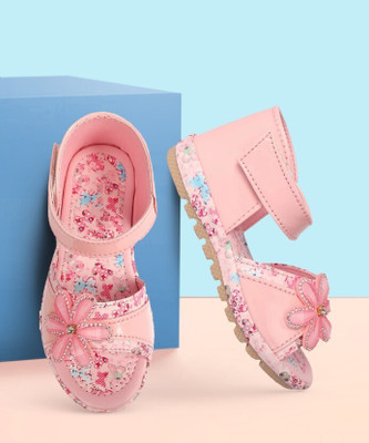 HAPPU COLLECTION Girls Velcro Flats(Pink , 5-5.5 year)