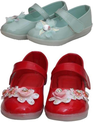 New Collection Girls Velcro Flats(Green , 5-5.5Years)