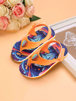 Yk Boys & Girls Velcro Thong Sandals(Orange , 3.5 - 4 Years)