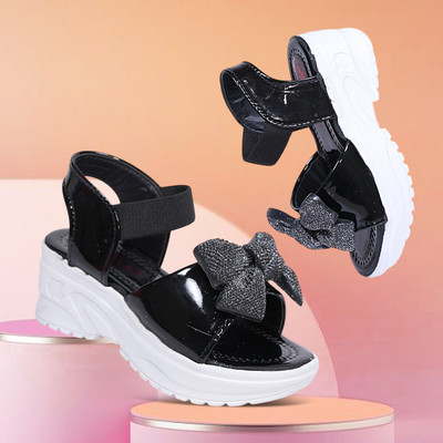 Mukunda Footwear Boys & Girls Velcro Wedges(Black , 18 - 24 Months)