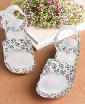 SIYA Girls Velcro Heels(White , 8.5-9 Years)