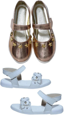 New Collection Girls Velcro Flats(White , 3.5-4Years)