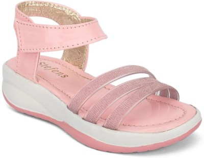 Stefens Girls Velcro Wedges(Pink , 6-6.5 Years)