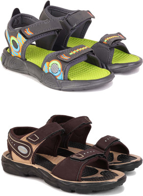 PENNEN Boys & Girls Velcro Sports Sandals(Brown , 10-11 Years)