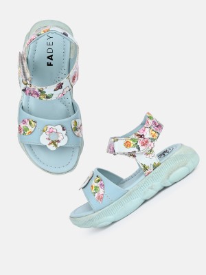 FaDey Girls Velcro Flats(Light Blue ,)