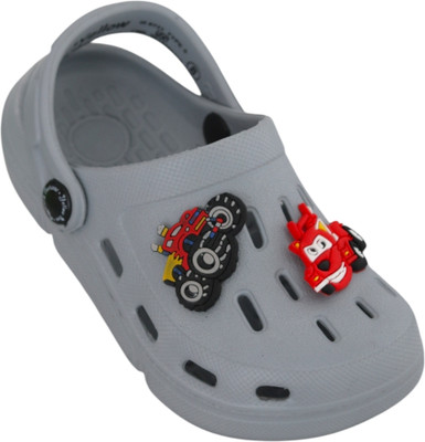 Yellow Bee Boys Sling Back Clogs(Grey , 8-8.5 Years)