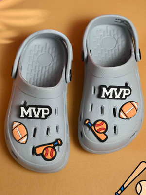 Yellow Bee Boys Sling Back Clogs(Grey , 3.5-4 Years)