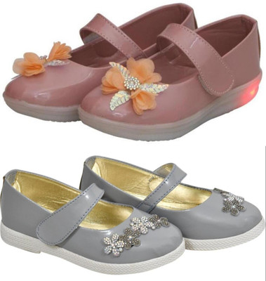 New Collection Girls Velcro Flats(Brown , 3-3.5Years)